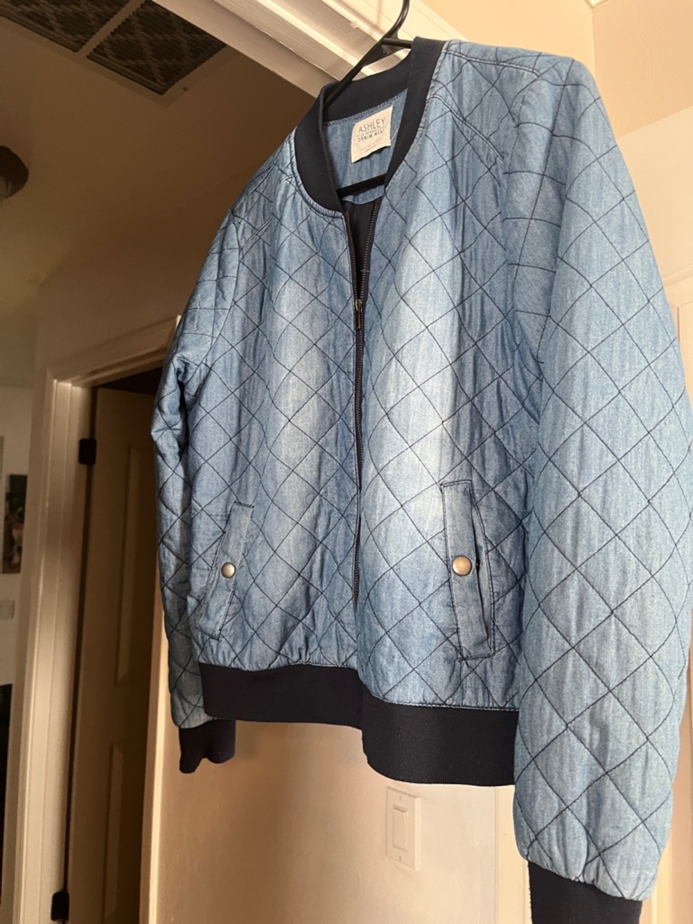 Ashley By 26 International Quilted Bomber Jacket - Light Blue